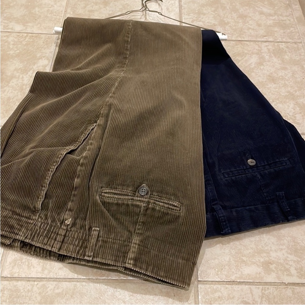 Men's Corduroy Trousers - Olive and Navy